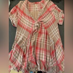 Free People Agnes Plaid Asymmetric Hem Minidress- Size Small